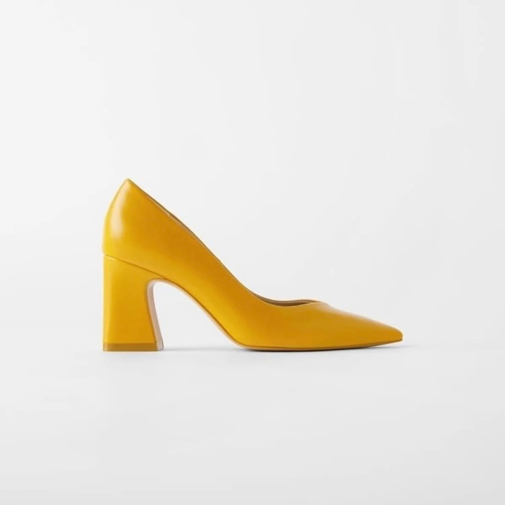 Zara Mustard Block Heels